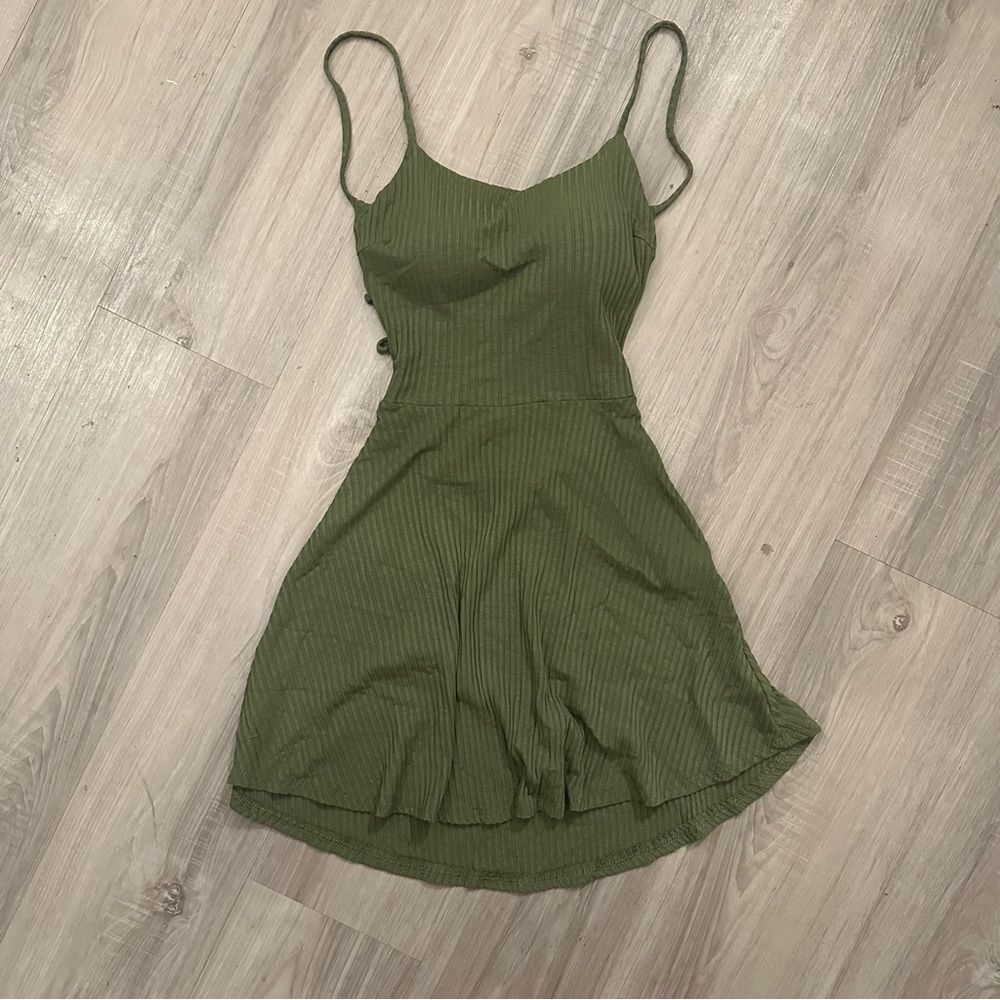 Green backless skater dress